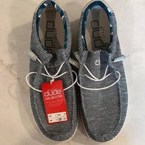 Hey Dude Blue and White Woven Shoes